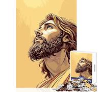 1000-piece Puzzle for Adults Jesus Christ Looking Up, Digital Art Enjoyable Group Leisure Activity Special Festive Holiday Surprise Gifts (38X52cm)