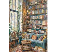 1000 Piece Puzzle for Adults, Jigsaw Puzzle Cozy Library with Cats