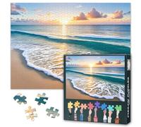 1000 Piece Puzzle for Adults & Jigsaw Puzzles - Beautiful Tropical Beach Sunrise Scenery, Vibrant Island Shoreline Art, Premium Puzzle Board for Adults - 27.5x19.7 inch