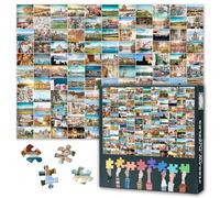 1000 Piece Puzzle for Adults & Jigsaw Puzzles - European Cities Collage, Iconic Landmarks of Paris, London, Rome Panoramic Travel Art - 27.5x19.7 in