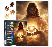 1000 Piece Puzzle for Adults, Jigsaw Puzzles for Adults 1000 Pieces - Jesus Holding Glowing Sacred Heart with Golden Light, Religious Adult Puzzles, Spiritual Jigsaw Puzzle - 27.5x19.7 Inches