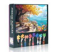 1000 Piece Puzzle for Adults - Jigsaw Puzzles for Adults, Serene Beach House with Relaxing View of The Sea from The Castle, Adult Puzzles 1000 Pieces, 27.5x19.7 in