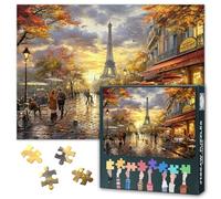 1000 Piece Puzzle for Adults & Jigsaw Puzzles - Romantic European Cityscape with Eiffel Tower - Charming Parisian Street Scene Adult Puzzles(27.5x19.7 Inches)