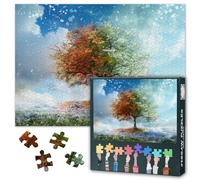 1000 Piece Puzzle for Adults & Jigsaw Puzzles - Tree of Life Landscape with Flower Blossoms, Serene Nature Art, Seasonal Change Adult Puzzles - 27.5x19.7 in