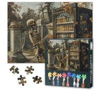 1000 Piece Puzzle for Adults & Jigsaw Puzzles - Vintage Skeleton in the Cemetery, Gothic Graveyard Art Design, Premium Adult Puzzle - 27.5x19.7 in