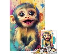 1000-piece Puzzle for Adults Joyful Baby Monkey Art Puzzles for Teenagers Staycation Kill Time Help The Brain Exercise Unique Birthday And Gifts (Size 38x52cm)