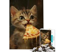 1000-piece Puzzle for Adults Kitty's Pizza Feast Puzzles for Teenagers Staycation Kill Time Help The Brain Exercise Unique Birthday And Gifts (Size 38x52cm)