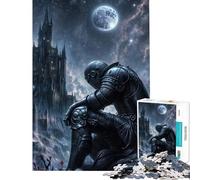 1000-piece Puzzle for Adults Knight Under A Full Moon Jigsaw 1000 Piece Home Decoration Toys Learning Educational Stress Reduction Gifts (38x26cm)