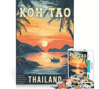 1000 Piece Puzzle For Adults Koh Tao in Thailand, Brain Teaser Game, Interesting Stress Reduction, Every Piece Is Unique 38x26cm