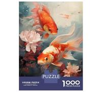 1000 Piece Puzzle For Adults Koi Fish Pond Wall Art Print Adult Jigsaw Puzzle Relaxing Games Birthday Present Deal As Gifts for The Whole Family 52x38cm/1000pcs