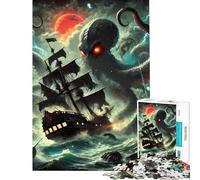 1000-piece Puzzle for Adults Kraken Attacking Ship Help The Brain Exercise Difficult Challenge Relaxing Games for 14+ Puzzle Game Offered (50x75cm)