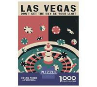 1000 Piece Puzzle for Adults, Las Vegas Casino Artwork, Creative Leisure Activity, Idea, Precision Cut Pieces, 38x26cm/1000pcs