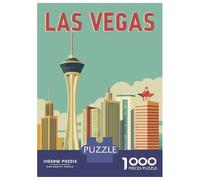 1000 Piece Puzzle for Adults, Las Vegas Cityscape Retro Artwork, Creative Leisure Activity, Christmas Family Activity, Durable Puzzle Pieces, 38x26cm/1000pcs