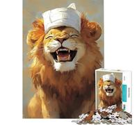 1000 Piece Puzzle For Adults Laughing Lion with Bandage Jigsaw Puzzle Hands-on Game Hand Speed Race Deal As Gifts for The Whole Family (size 38x52cm)