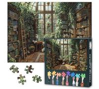 1000 Piece Puzzle for Adults Library Bookshelf Puzzle 1000 Pieces Rabbits in the Library Modern Home Decor Challenging & Vivid Detail Ideal for Puzzles Enthusiasts Finished Size: 70x50cm