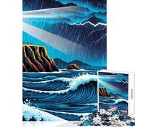 1000 Piece Puzzle For Adults Lighthouse During Storm Impossible Game Suitable for Couples Educational Toy Wishlist with Santa Claus (38X52CM)