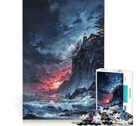 1000-piece Puzzle for Adults Lighthouse on Cliff at Sunset Family Game Pattern Assembly Unique Gifts for Birthday And Christmas 38x26cm
