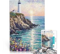 1000-piece puzzle for adults Lighthouse Serenity Made of wood，for and from 14 years and over Home decoration toys Gift ideas。size：50x75cm/14.96x20.47inch