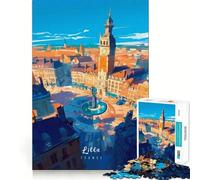 1000-piece Puzzle for Adults Lille City Center Fine Joint Fun Smart Challenge Fun Quiet Game Time Birthday Hobby Gift (38x26cm)
