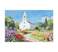 1000 Piece Puzzle for Adults,Little Chapel Puzzles,Beautiful Garden Countryside Jigsaw Puzzles 1000 Pieces,Fun Christian Puzzle for Adults Women Seniors,Challenging Family Game Great Gift Idea,30x20in
