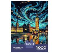 1000 Piece Puzzle for Adults, London at Night with Big Ben Artwork, Premium Puzzle Challenge, Festive Season Fun, Durable Puzzle Pieces, 38x26cm/1000pcs