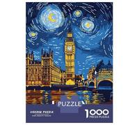 1000 Piece Puzzle for Adults, London, United Kingdom Nightscape Art Artwork, Relaxing Puzzle Experience, for Puzzle Lovers, Pieces, 70x50cm/1000pcs