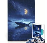 1000-piece Puzzle for Adults Lonely Whale In Moonlight Educational Games Train Your Brain And Hands Artists' Collection Fine Arts 38x52cm