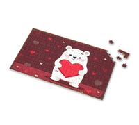 1000 Piece Puzzle For Adults Love Bear Holding Heart On Valentine'S Day Background Picture Puzzle Boy Toys 3 Year Old Girl Gifts(500PCS)