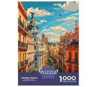 1000 Piece Puzzle for Adults, Madrid Cityscape Artwork, Creative Leisure Activity, Winter Indoor Entertainment, Durable Puzzle Pieces, 52x38cm/1000pcs