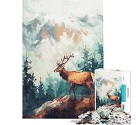 1000-piece Puzzle for Adults Majestic Deer in Mountain Landscape Help The Brain Exercise Difficult Challenge Relaxing Games for 14+ Puzzle Game Offered (50x75cm)