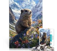 1000-piece puzzle for adults Marmot in Mountain Meadow Made of cardboard for age 14+ Challenging To Complete But Fun And Humorous Great Gift。size：26x38cm/10.24x14.96inch