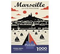 1000 Piece Puzzle for Adults, Marseille Vintage Travel Artwork, Mindfulness Activity, Winter Indoor Entertainment, Precision Cut Pieces, 38x26cm/1000pcs