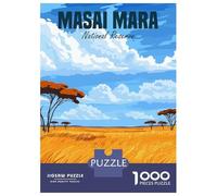 1000 Piece Puzzle for Adults, Masai Mara National Reserve Artwork, Mindfulness Activity, Seasonal Gift Choice, Precision Cut Pieces, 52x38cm/1000pcs