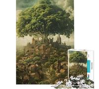 1000 Piece Puzzle For Adults Medieval Giant Tree City Jigsaw Puzzle Toy Wall Decor A Work of Art Deal As Gifts for The Whole Family (Size 38x52cm)