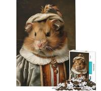 1000-piece Puzzle for Adults Medieval Hamster Portrait Educational Challenge Stress Reliever Educational Games Suitable for People Aged 14 And Above (38x52cm)