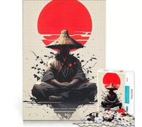 1000 Piece Puzzle For Adults Meditating Samurai with Rising Sun Toy Wall Decor Hand Speed Race Suitable for Desktop Decoration 38x26cm