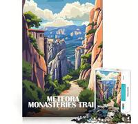 1000 Piece Puzzle For Adults Meteora Monasteries Trail Greece Art Smooth Joint Fun Logic Puzzle Play Casual Game Time Xmas Scene Art (38x26cm)