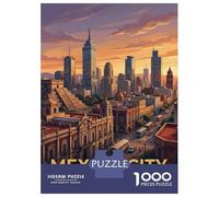 1000 Piece Puzzle for Adults, Mexico City Skyline at Sunset Artwork, Creative Leisure Activity, Winter Indoor Entertainment, Durable Puzzle Pieces, 38x26cm/1000pcs