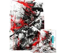 1000 Piece Puzzle For Adults Military Soldier Black Red Jigsaw Puzzle Hands-on Game Hand Speed Race Deal As Gifts for The Whole Family (size 50x75cm)