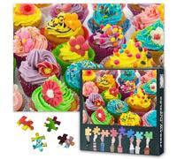 1000 Piece Puzzle for Adults - Mini Cupcake Buffet Jigsaw Puzzles, Tiny Dessert Details Adult Puzzles 1000 Pieces, Intricate Bakery Challenge, 27.5x19.7 Inches