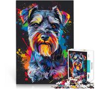 1000 Piece Puzzle For Adults Miniature Schnauzer DJ Neon Challenging Game Puzzles Unique Home Decor and Gifts 10.27 in x 14.96 in for 14 year olds