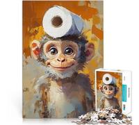 1000 Piece Puzzle For Adults Monkey with Toilet Paper Hat Herausforderndes Spiel Tolles Geschenk für Spiele75x50cm
