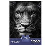 1000 Piece Puzzle for Adults, Monochrome Lion Portrait Artwork, Creative Leisure Activity, Idea, Premium Thick Cardboard, 52x38cm/1000pcs