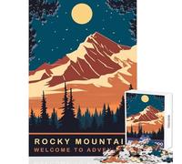 1000-piece Puzzle for Adults Moon Over Rocky Mountain Enjoyable Group Leisure Activity Special Festive Holiday Surprise Gifts (38X52cm)