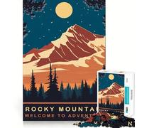 1000 Piece Puzzle For Adults Moon Over Rocky Mountain Neat Edge Decor Brain Activity Fun Easy Time Fun Birthday Mind Gift (38x26cm)