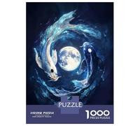 1000 Piece Puzzle for Adults, Moonlit Dance of The Koi Artwork, Challenging Brain Teaser, Winter Indoor Entertainment, Premium Puzzle Pieces, 52x38cm/1000pcs