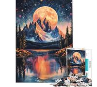 1000-piece Puzzle for Adults Moonlit Mountain Reflections Puzzles for Teenagers Staycation Kill Time Help The Brain Exercise Unique Birthday And Gifts (Size 38x26cm)