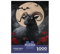 1000-piece Puzzle for Adults Moonlit Ram And Roses -2 Puzzles for Adults Family Games Presents for Women Unique Birthday And Xmas Gifts 38x26cm/1000pcs