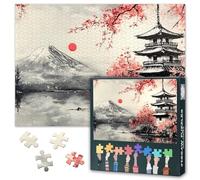 1000 Piece Puzzle for Adults - Mount Fuji Jigsaw Puzzles with Vibrant Art, Temples in Japan Puzzle Enthusiasts, Japanese Landscape Family Bonding & Stress Relief 70 * 50cm