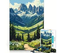 1000 Piece Puzzle For Adults Mountain Valley Landscape with Hiking Trail Smooth Joint Fun Logic Puzzle Play Casual Game Time Xmas Scene Art (50x75cm)